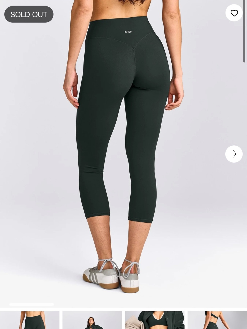 SOFTMOTION™ 3/4 LENGTH LEGGINGS WITH GRAY LOGO emerald noir medium NWT
